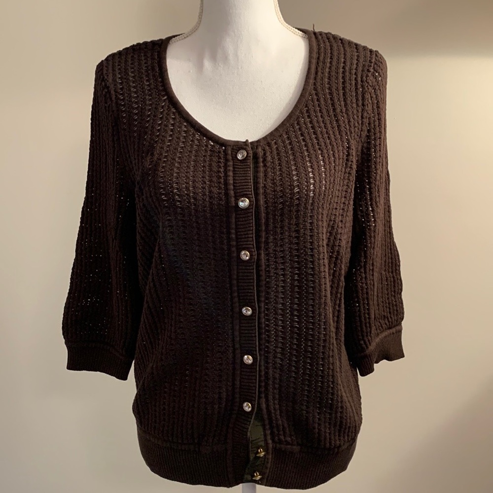 INC International Concepts Woman Brown Cardigan 1X